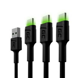 Adapter USB do USB-C Green Cell KABGCSET02 Czarny 1,2 m (3 Sztuk)