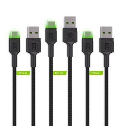 Adapter USB do USB-C Green Cell KABGCSET02 Czarny 1,2 m (3 Sztuk)