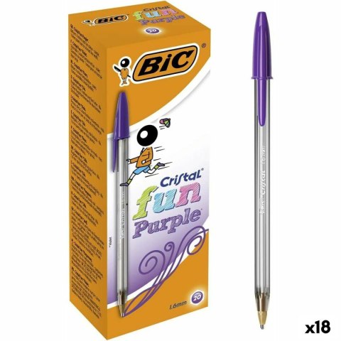 Zestaw długopisów Bic Cristal Fun Purpura 1,6 mm (18 Sztuk)