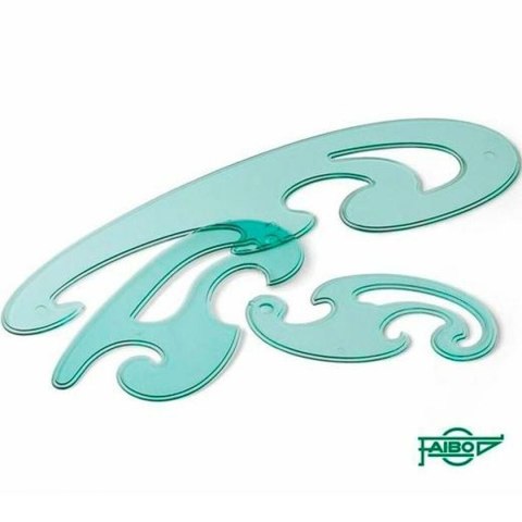 Zestaw linijek Faibo Zagięty (3 Części) (10 Sztuk)