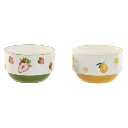 Zlewnia Home ESPRIT Żółty Czerwony Kolor Zielony Porcelana Nowoczesny 600 ml 15,3 X 15,3 X 9 cm (2 Sztuk)