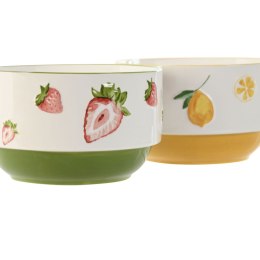 Zlewnia Home ESPRIT Żółty Czerwony Kolor Zielony Porcelana Nowoczesny 600 ml 15,3 X 15,3 X 9 cm (2 Sztuk)