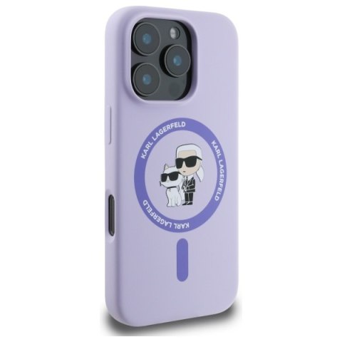 Karl Lagerfeld KLHMP16LSCMKCRHU iPhone 16 Pro 6.3" fioletowy/purple hardcase Silicone Karl&Choupette Ring MagSafe
