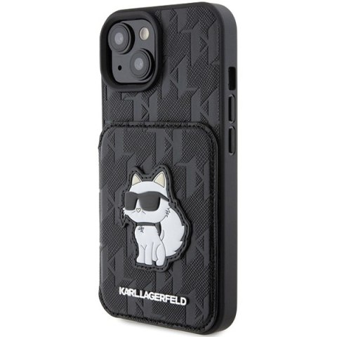 Karl Lagerfeld KLHCP15SSAKCNSCK iPhone 15 / 14 / 13 6.1" czarny/black hardcase Saffiano Cardslots and Stand Monogram Choupette
