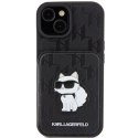 Karl Lagerfeld KLHCP15SSAKCNSCK iPhone 15 / 14 / 13 6.1" czarny/black hardcase Saffiano Cardslots and Stand Monogram Choupette