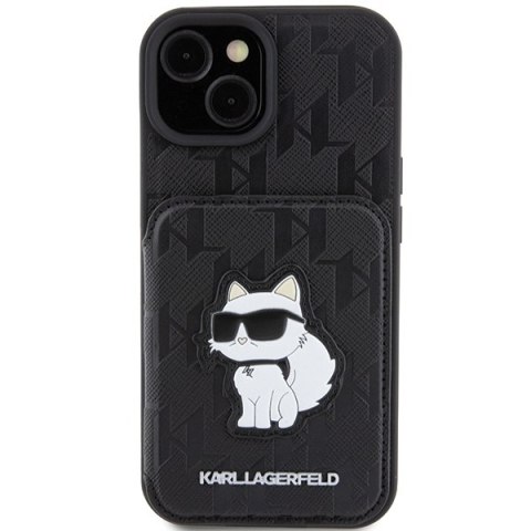 Karl Lagerfeld KLHCP15SSAKCNSCK iPhone 15 / 14 / 13 6.1" czarny/black hardcase Saffiano Cardslots and Stand Monogram Choupette