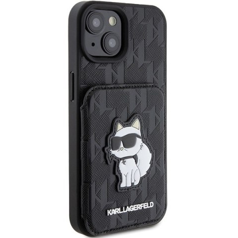Karl Lagerfeld KLHCP15SSAKCNSCK iPhone 15 / 14 / 13 6.1" czarny/black hardcase Saffiano Cardslots and Stand Monogram Choupette