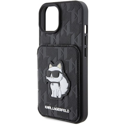 Karl Lagerfeld KLHCP15SSAKCNSCK iPhone 15 / 14 / 13 6.1" czarny/black hardcase Saffiano Cardslots and Stand Monogram Choupette