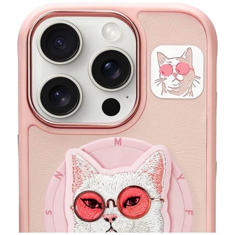 Etui Nimmy Glasses Cool Cat MagSafe do iPhone 16 Pro Max różowy
