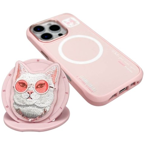 Etui Nimmy Glasses Cool Cat MagSafe do iPhone 16 Pro Max różowy