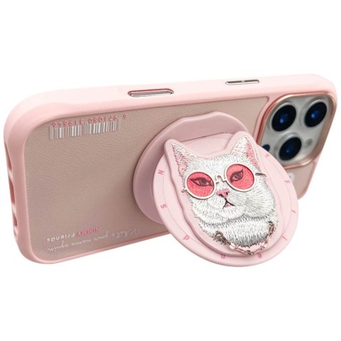 Etui Nimmy Glasses Cool Cat MagSafe do iPhone 16 Pro Max różowy