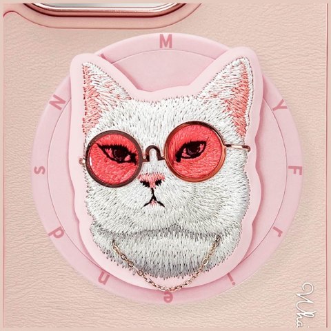Etui Nimmy Glasses Cool Cat MagSafe do iPhone 16 Pro Max różowy