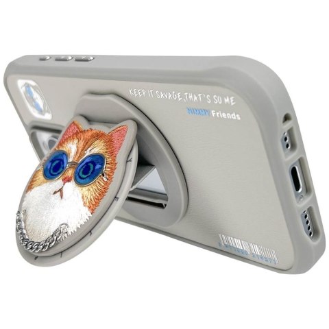 Etui Nimmy Glasses Cool Cat MagSafe do iPhone 16 Pro Max szary