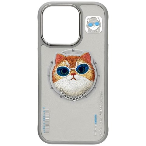 Etui Nimmy Glasses Cool Cat MagSafe do iPhone 16 Pro Max szary