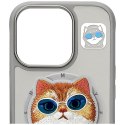 Etui Nimmy Glasses Cool Cat MagSafe do iPhone 16 Pro Max szary