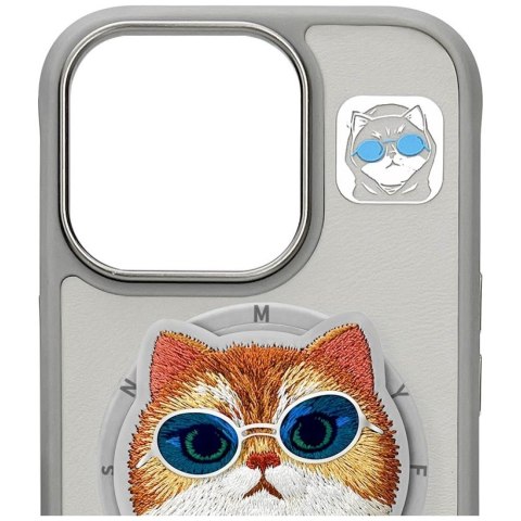 Etui Nimmy Glasses Cool Cat MagSafe do iPhone 16 Pro Max szary