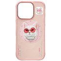 Etui Nimmy Glasses Cool Cat MagSafe do iPhone 16 Pro różowy