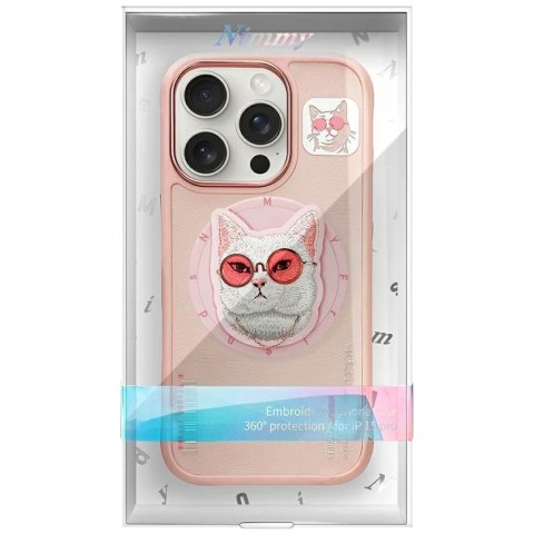 Etui Nimmy Glasses Cool Cat MagSafe do iPhone 16 Pro różowy