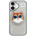 Etui Nimmy Glasses Cool Cat MagSafe do iPhone 16 szary