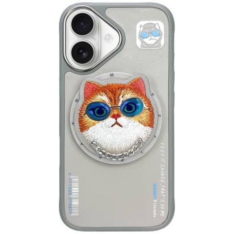 Etui Nimmy Glasses Cool Cat MagSafe do iPhone 16 szary