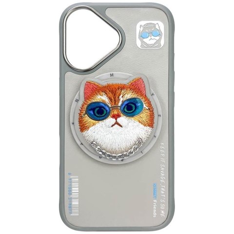 Etui Nimmy Glasses Cool Cat MagSafe do iPhone 16 szary