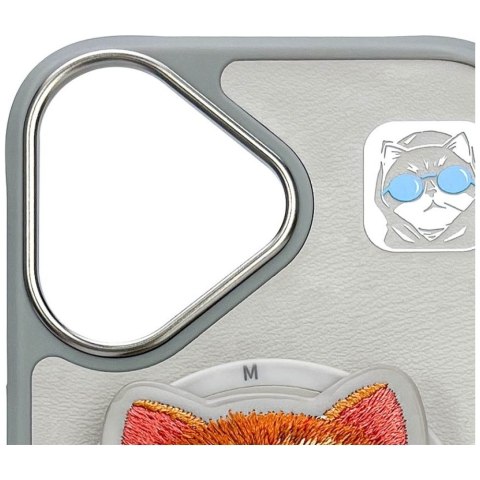 Etui Nimmy Glasses Cool Cat MagSafe do iPhone 16 szary