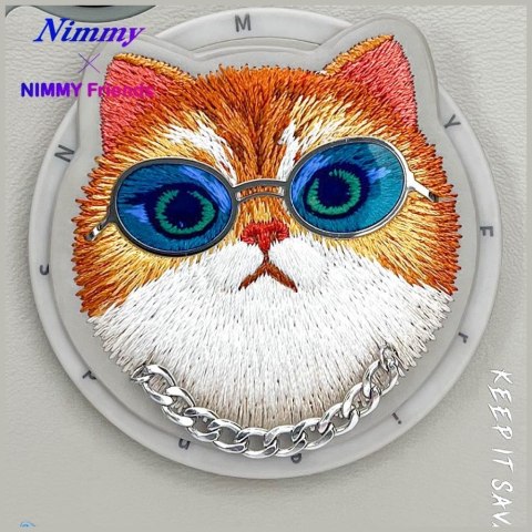 Etui Nimmy Glasses Cool Cat MagSafe do iPhone 16 szary