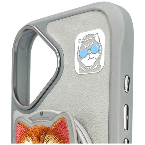 Etui Nimmy Glasses Cool Cat MagSafe do iPhone 16 szary