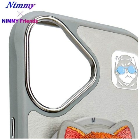 Etui Nimmy Glasses Cool Cat MagSafe do iPhone 16 szary