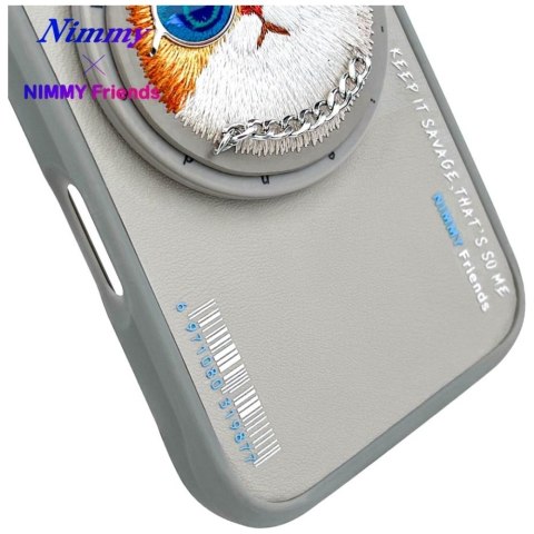 Etui Nimmy Glasses Cool Cat MagSafe do iPhone 16 szary