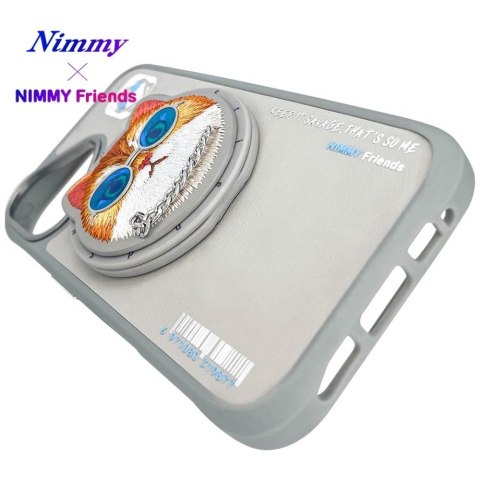 Etui Nimmy Glasses Cool Cat MagSafe do iPhone 16 szary