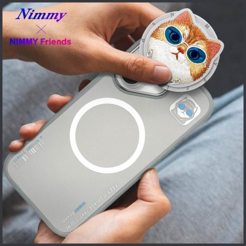 Etui Nimmy Glasses Cool Cat MagSafe do iPhone 16 szary