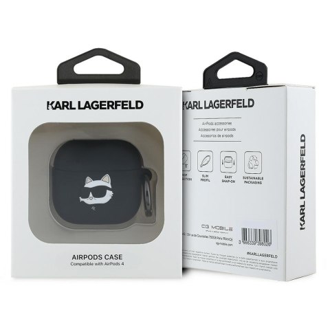 Karl Lagerfeld KLA4RUNCHK AirPods 4 cover czarny/black Silicone Choupette Head 3D