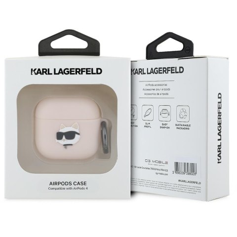 Karl Lagerfeld KLA4RUNCHP AirPods 4 cover różowy/pink Silicone Choupette Head 3D