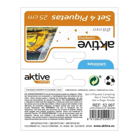 Kotwy Mocujące Kempingowe Aktive 25 cm 4 Części Ø 8 mm (24 Sztuk)