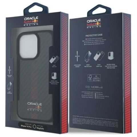 Red Bull RBHMP14L24CFGSMK iPhone 14 Pro 6.1" hardcase czarny/black Carbon Fiber Power Bar MagSafe