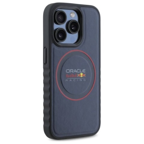 Red Bull RBHMP15L24PUILVR iPhone 15 Pro 6.1" hardcase granatowy/navy Leather Red Ring MagSafe