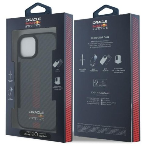 Red Bull RBHMP15S24CFGSMK iPhone 15 6.1" hardcase czarny/black Carbon Fiber Power Bar MagSafe