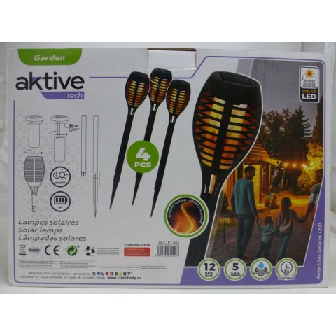 Pochodnia ogrodowa solarna Aktive Plastikowy 7,5 x 50 x 7,5 cm (4 Sztuk)