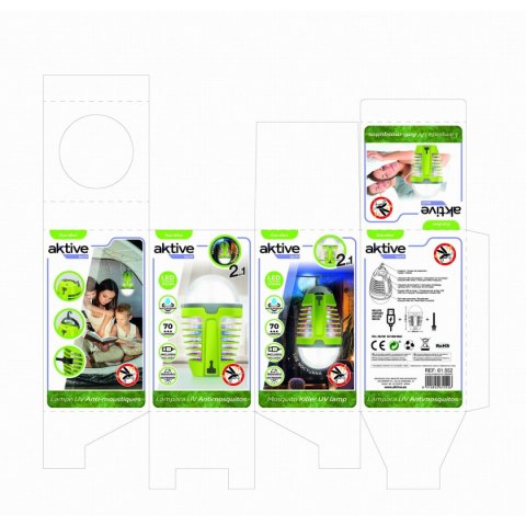 Lampa Owadobójcza Aktive Plastikowy 9 x 15 x 9 cm (4 Sztuk)