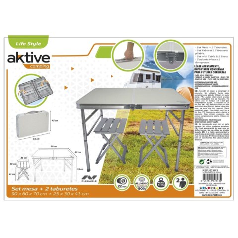 Zestaw Stołowy z 2 Krzesłami Aktive Składany Camping