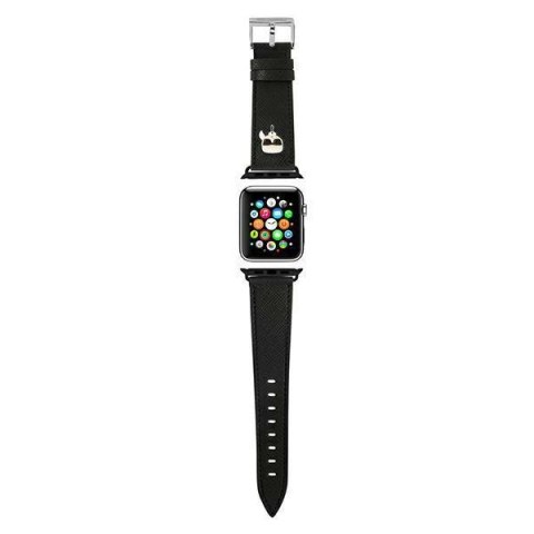 Karl Lagerfeld Pasek KLAWLOKHK Apple Watch 42/44/45/49mm czarny/black strap Saffiano Karl Heads