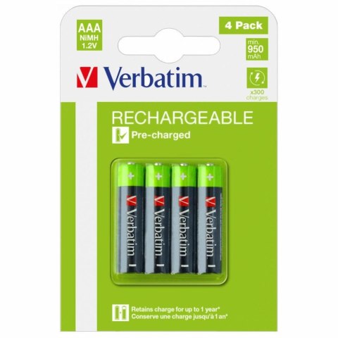 Verbatim Akumulator NiMH AAA 950mAh Premium HR03 4szt czarny/black 49514