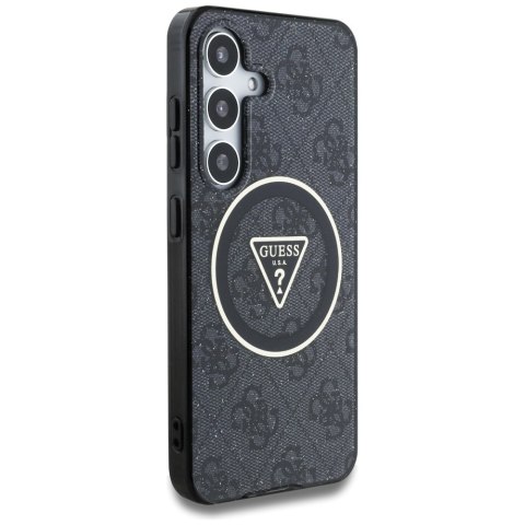 Etui Guess 4G Glitter Triangle Buttons MagSafe do Samsung Galaxy S25+ czarny