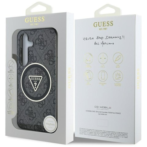 Etui Guess 4G Glitter Triangle Buttons MagSafe do Samsung Galaxy S25+ czarny