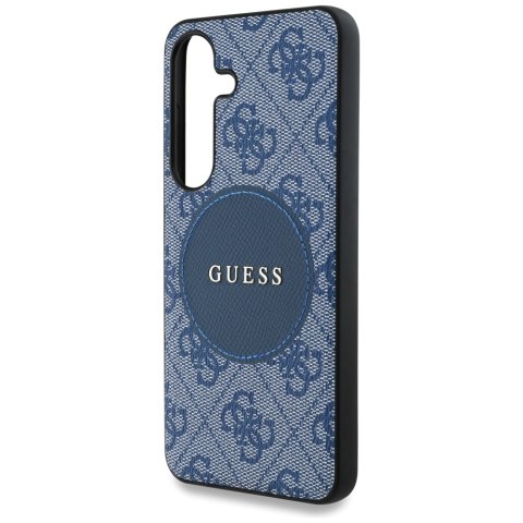 Etui Guess 4G Round Patch Classic Logo MagSafe do Samsung Galaxy S25+ niebieski
