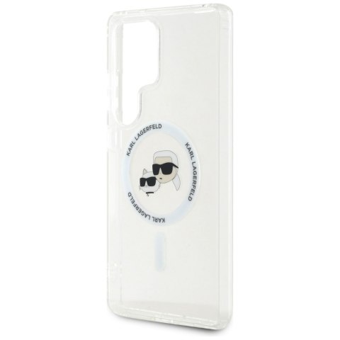 Etui Karl Lagerfeld Button Karl & Choupette Heads Printed Logo MagSafe do Samsung Galaxy S25 Ultra biały