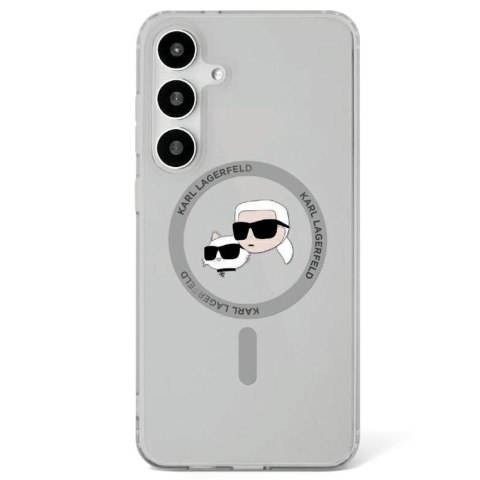 Etui Karl Lagerfeld Button Karl & Choupette Heads Printed Logo MagSafe do Samsung Galaxy S25 czarny