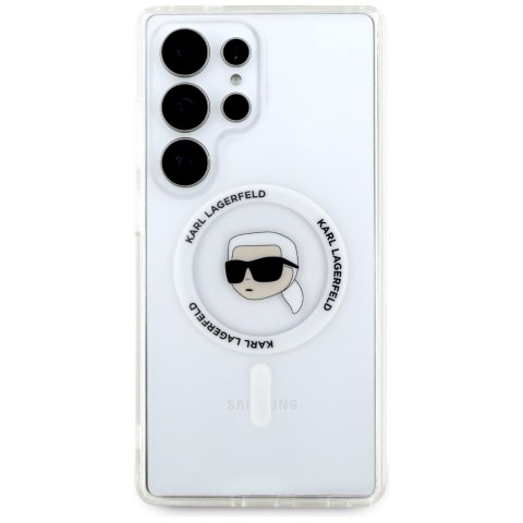 Etui Karl Lagerfeld Button Karl Head Printed Logo MagSafe do Samsung Galaxy S25 Ultra biały