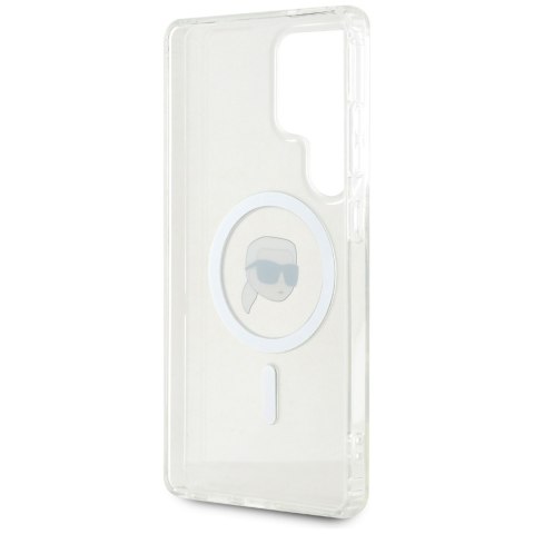 Etui Karl Lagerfeld Button Karl Head Printed Logo MagSafe do Samsung Galaxy S25 Ultra biały